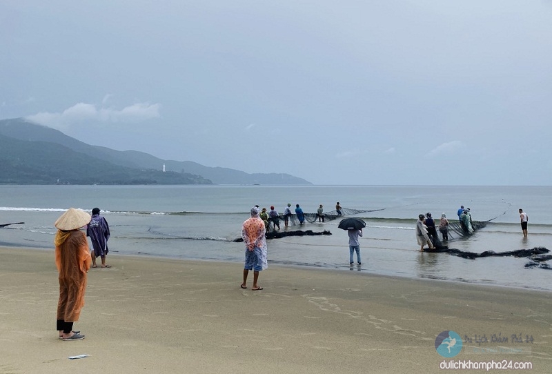 Toàn cảnh kéo lưới đánh bắt cá ở bãi biển của ngư dân Đà Nẵng